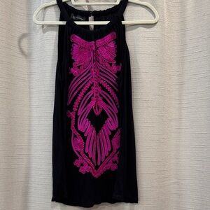 INC International Concepts Black Halter Top with Vibrant Pink Design size XL